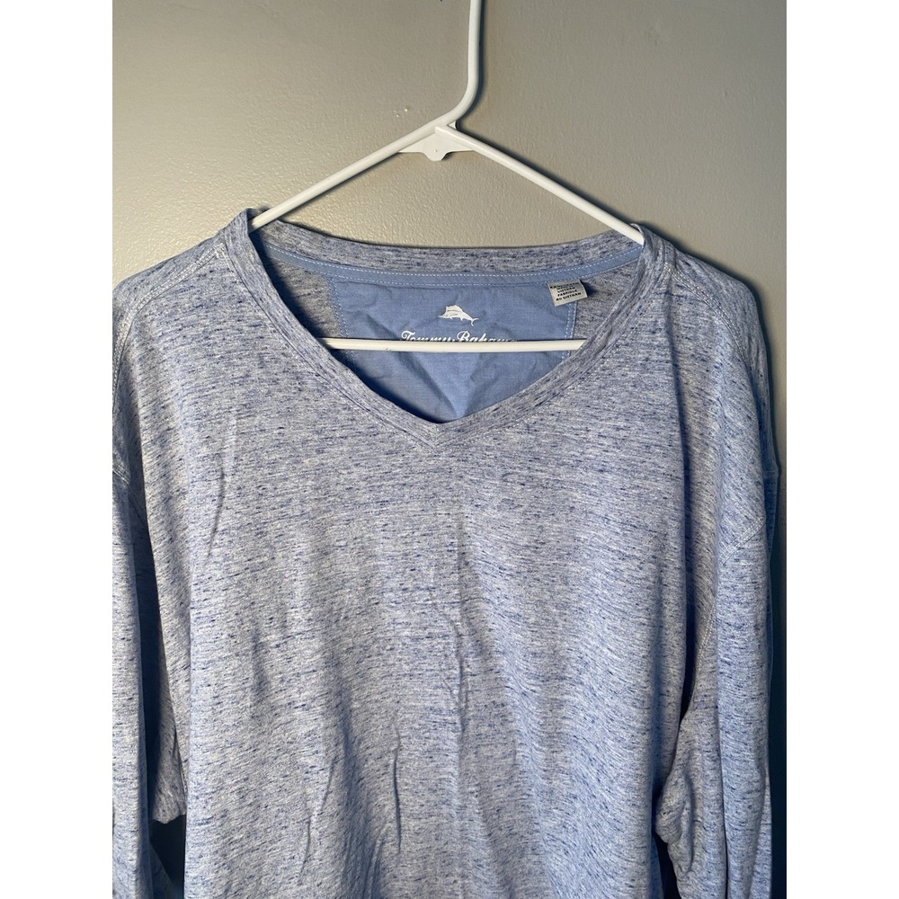 Tommy Bahama Heathered Blue Bali Beach Crew V-Neck Long Sleeve T-Shirt 3XL